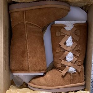 Koolaburra Tan Kids Boots with Bow Accents